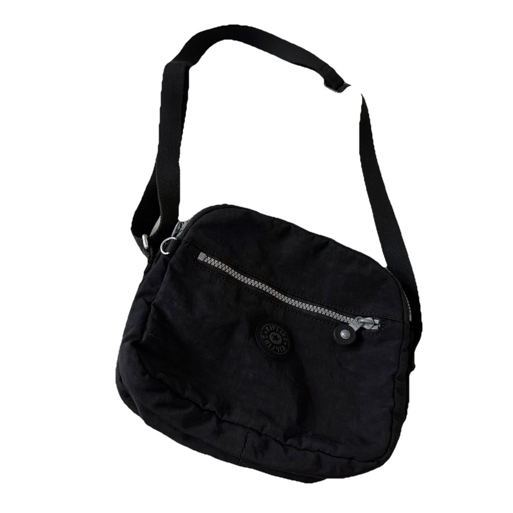 Kipling Black Nylon Shoulder Crossbody Zipper Pockets Travel Vacation Everyday